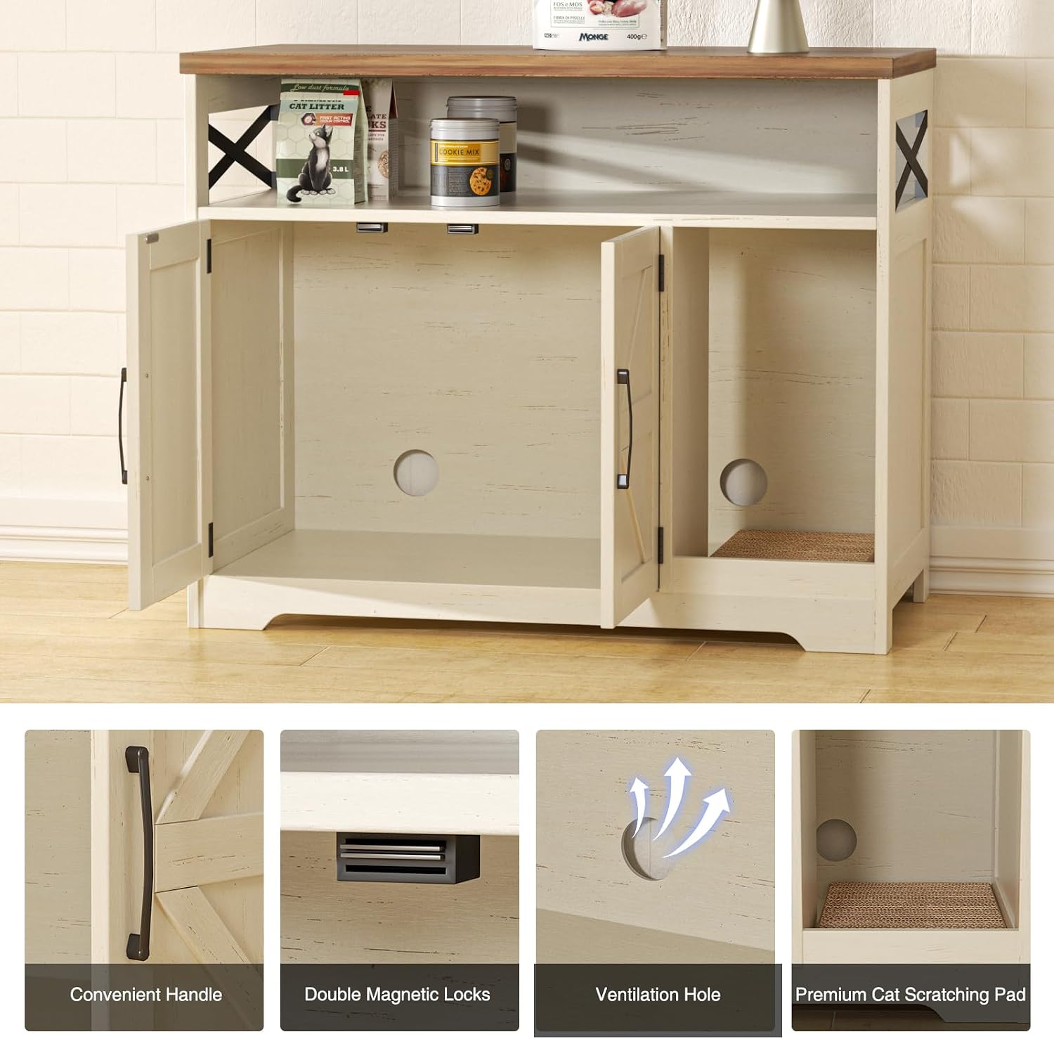 Detalle de Halitaa Cat Litter Box Enclosure, White