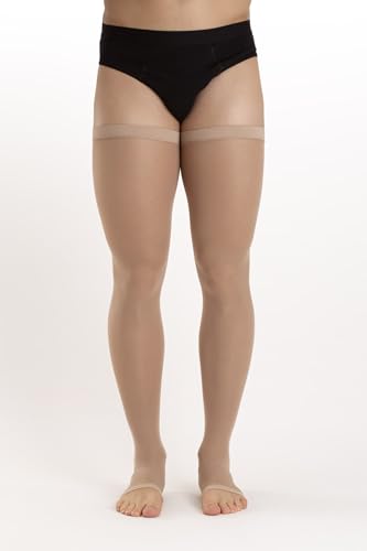 Detalle de Relaxsan Antitrombo M0370A: Calze autoreggenti 18-23 mmHg, punto aperto, unisex (L, beige) per degenza