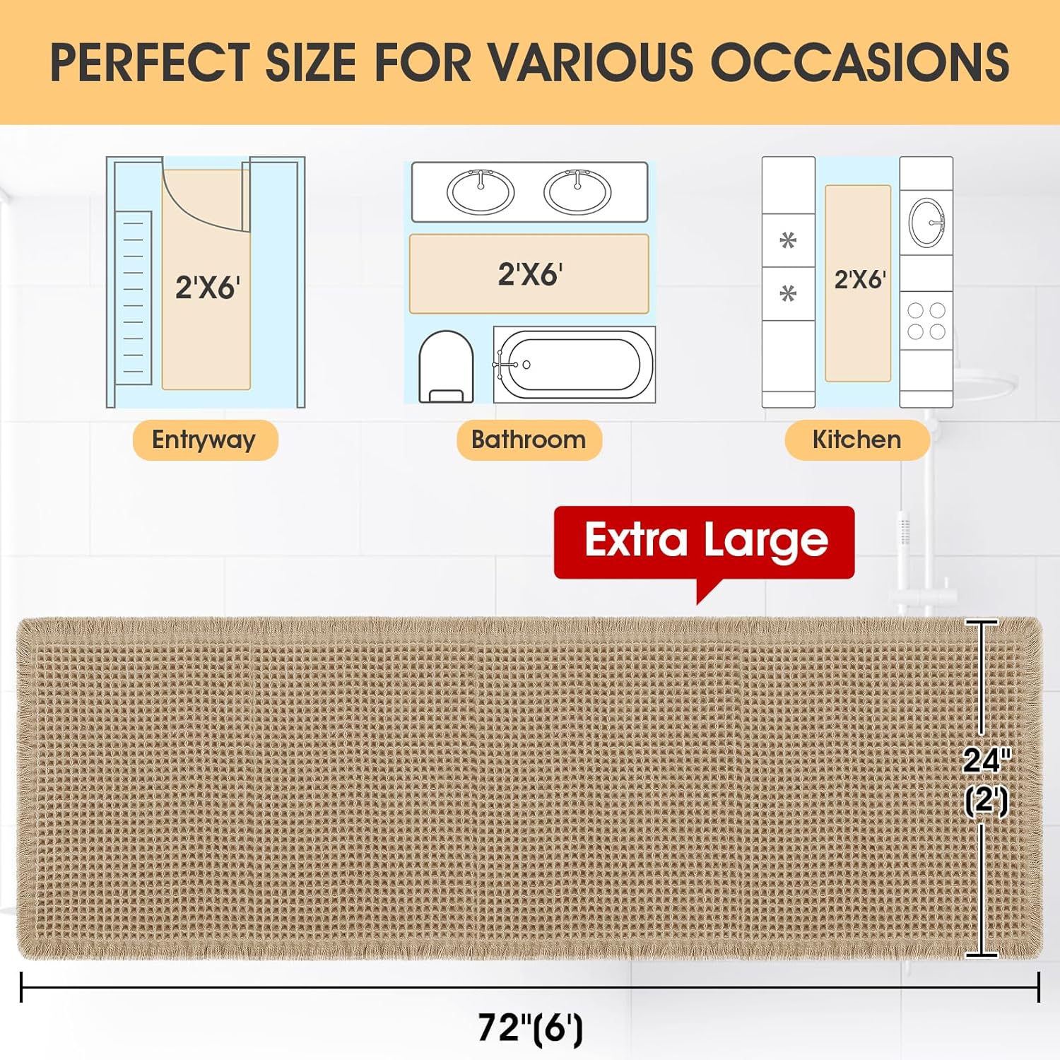 Detalle 2 de Extra Large Waffle Bath Mat 72" x 24"