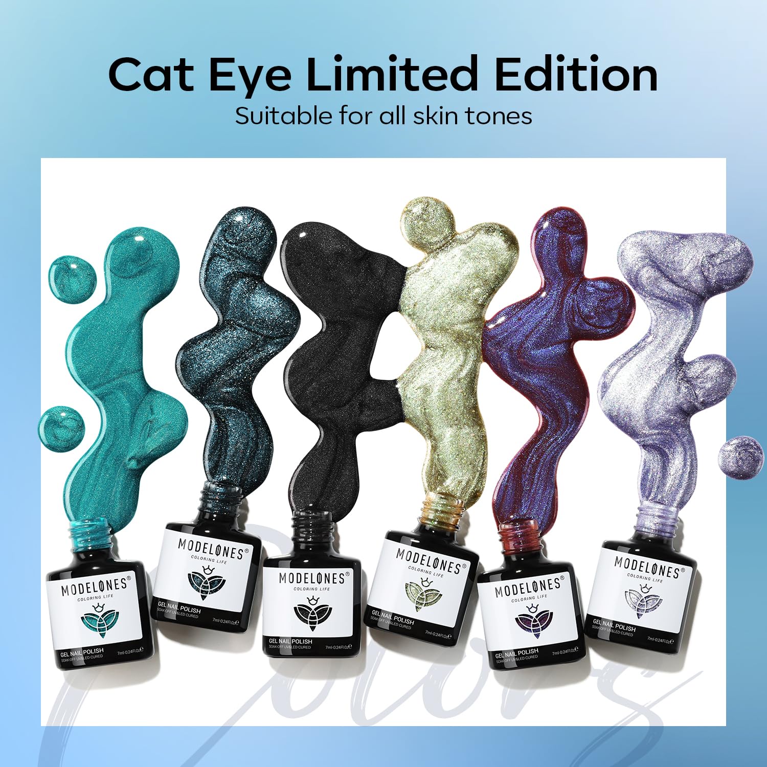 Detalle de Modelones Cat Eye Gel Nail Polish Set, 6 Colors