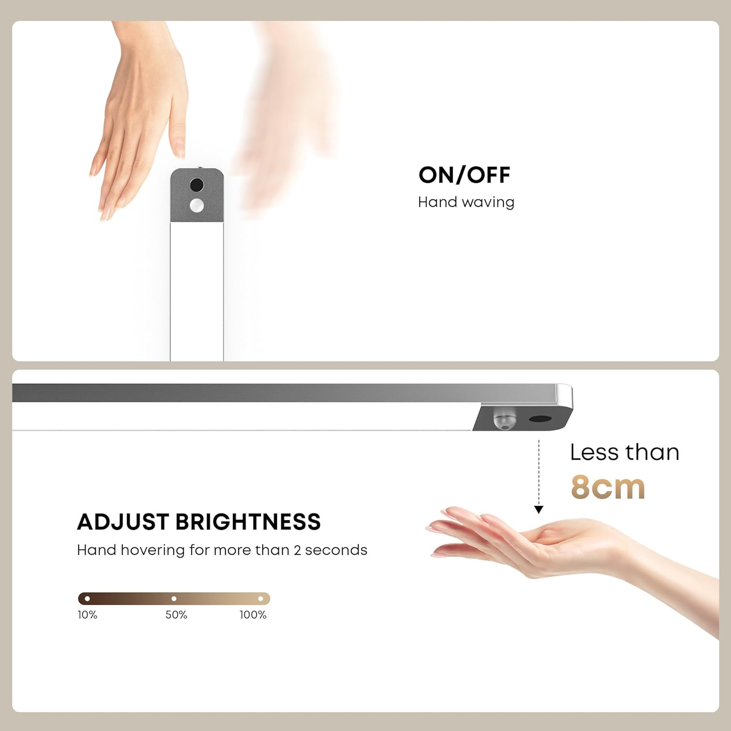 Thumbnail 1 de LROLTEF Luce LED sottopensile per cucina da 25 cm con sensore di movimento e dimmer manuale (2 pezzi)