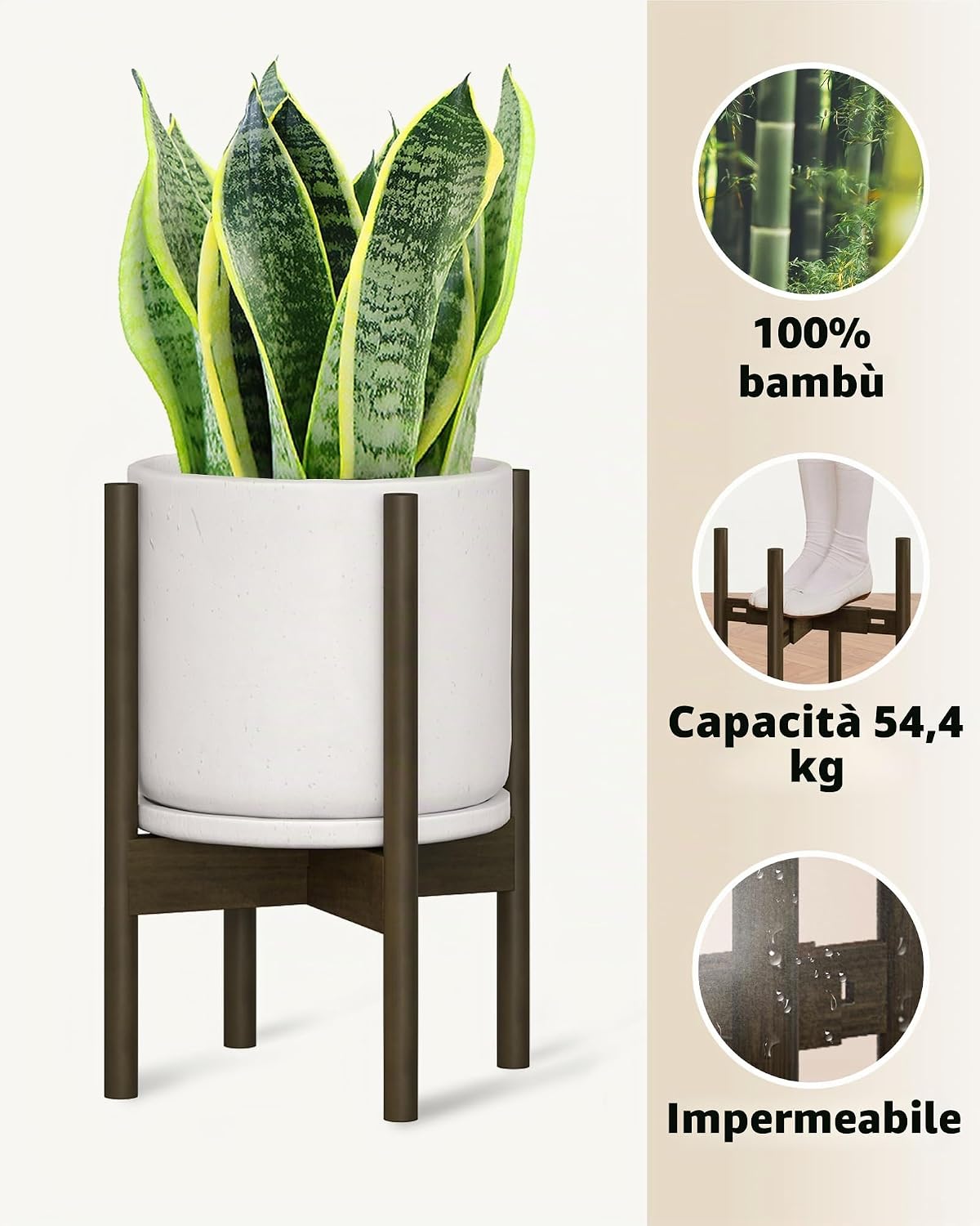 Thumbnail 1 de Bamworld Porta Piante Regolabile da Interno in Bambù – supporto per vasi 20–30 cm