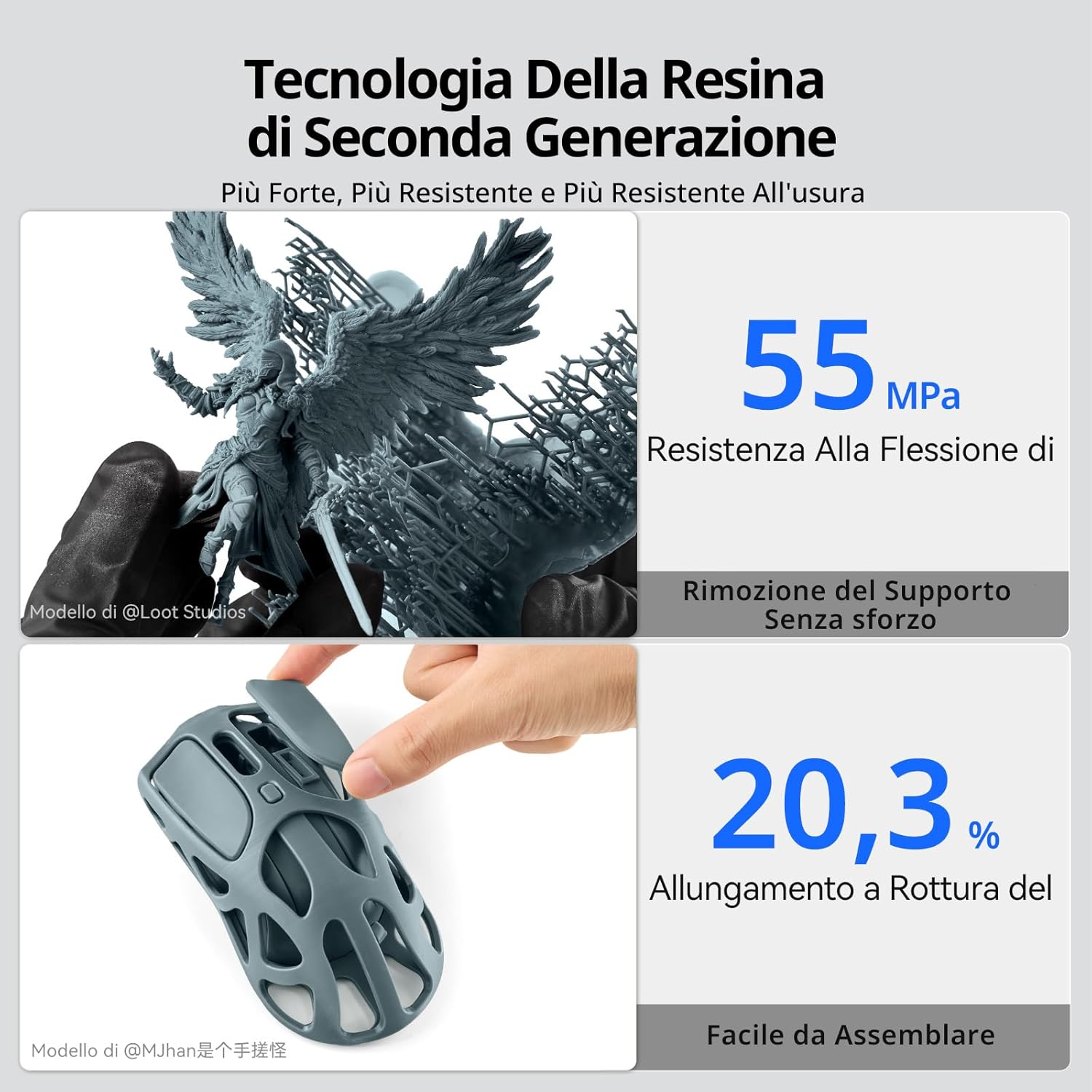 Detalle de ANYCUBIC ABS-Like Resin 2.0 (1 kg) resina trasparente per stampanti 3D LCD, polimerizzazione rapida