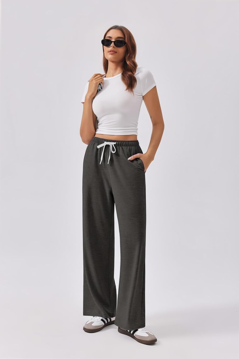 Detalle de PINSPARK Women's Straight Leg Joggers with Pockets: Casual Comfort for Every Day