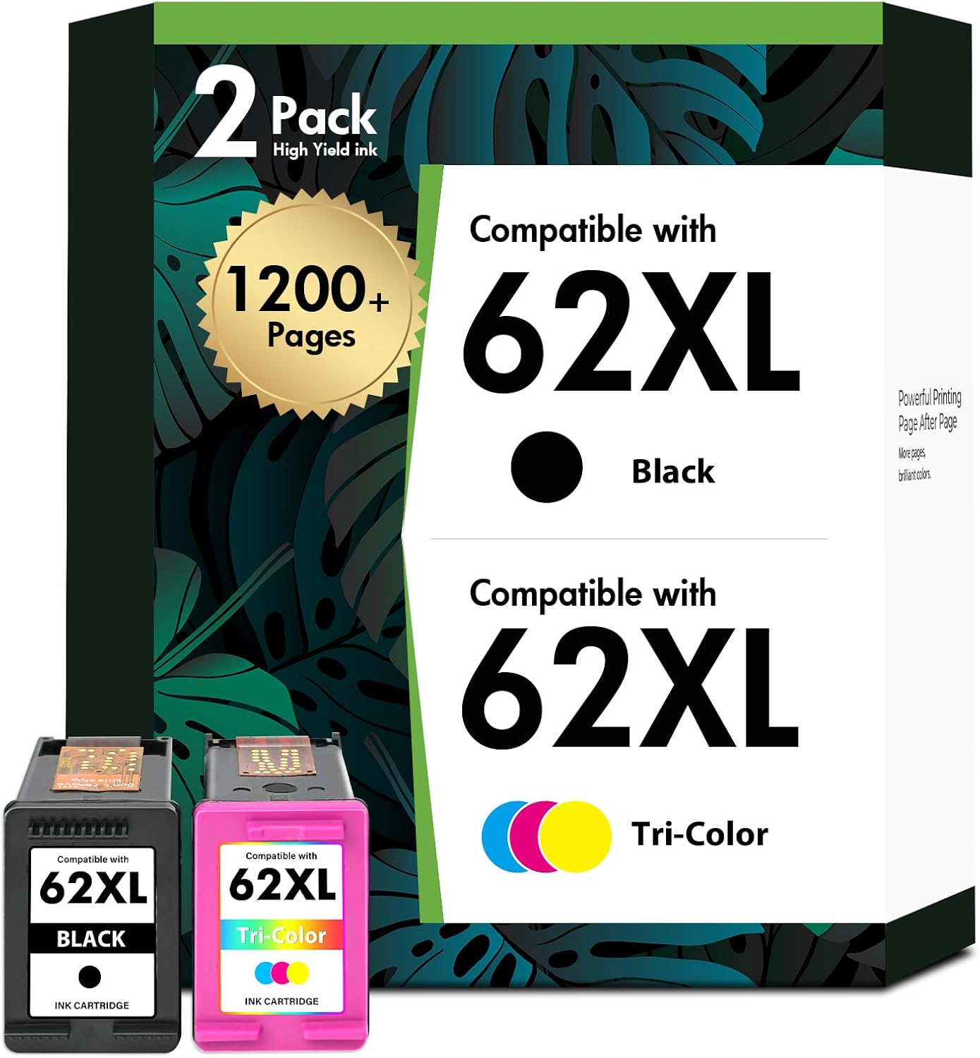 Detalle de Toner H-Party 62 62XL Ink Cartridge Combo Pack, Black and Tri-Color