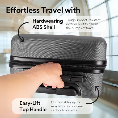 Detalle 2 de WORLD EXPLORER Dark Grey Cabin Suitcase 55x40x20cm, 34L – ABS Shell, 4 Wheels