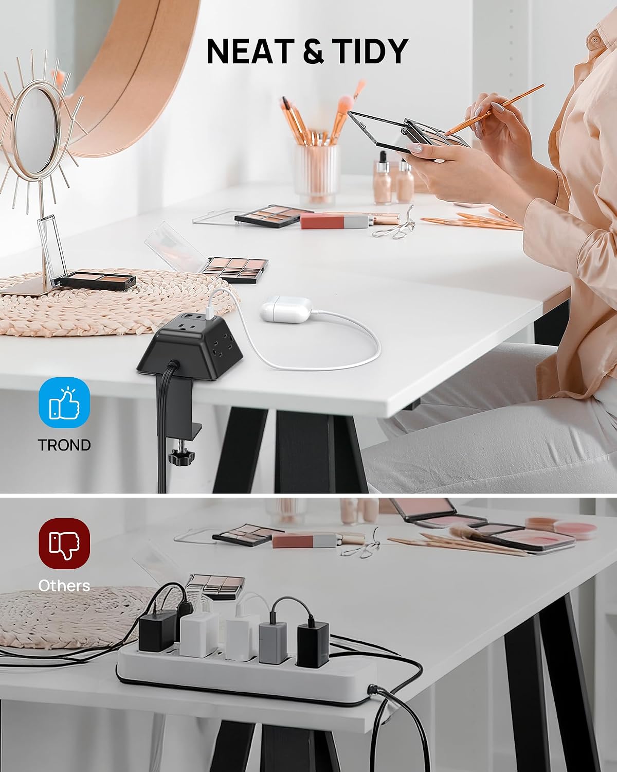 Thumbnail 6 de TROND TD-PS-US16C Desk Clamp Power Bar with 5 AC Outlets and 3 USB Ports