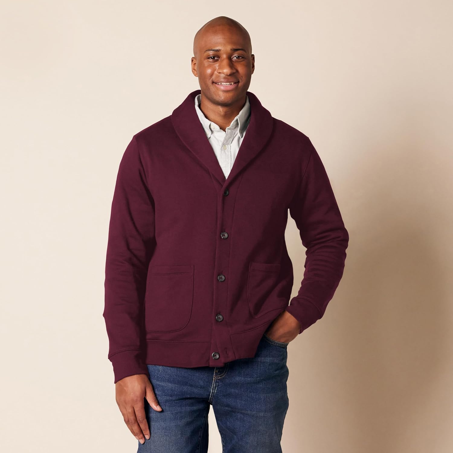 Thumbnail 6 de Amazon Essentials Herren Strickjacke aus Fleece mit langen Ärmeln und Schalkragen