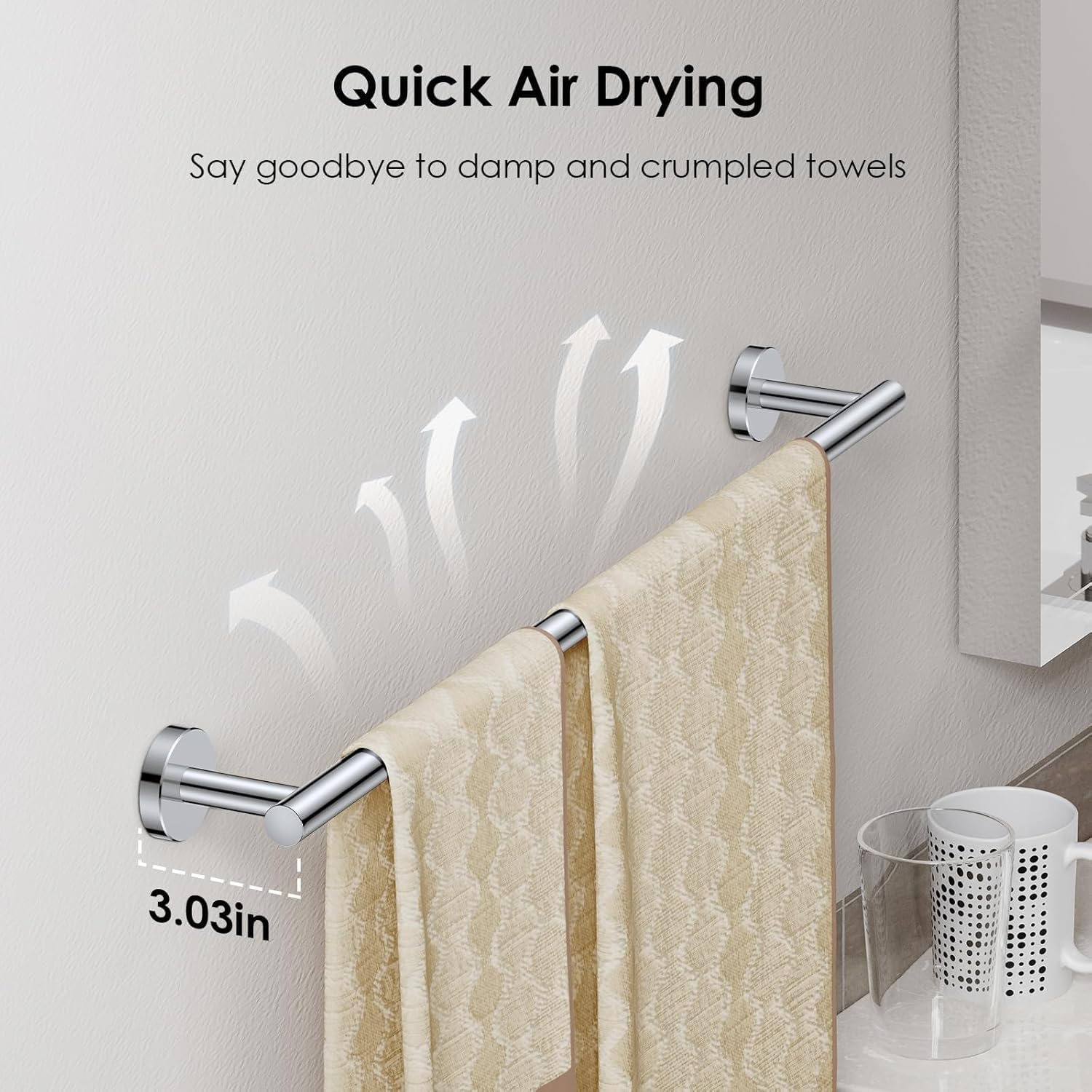 Thumbnail 4 de FORIOUS Towel Bar Wall Mounted 32 Inch Chrome