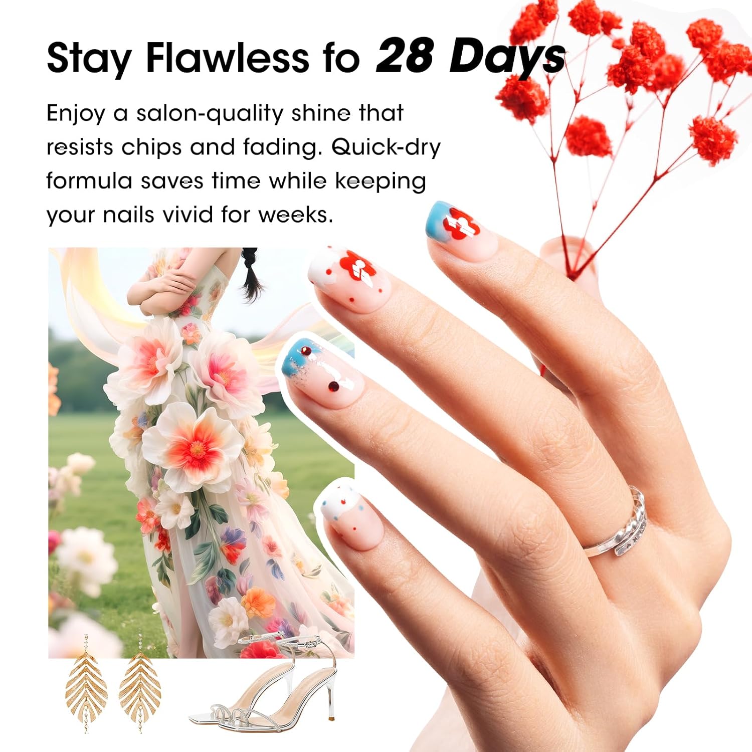 Detalle 2 de GELLEN 24-Piece Gel Nail Polish Set: 20 Colors + Base Coat, Glossy & Matte Top Coats, Cat-Eye Magnetic Finish
