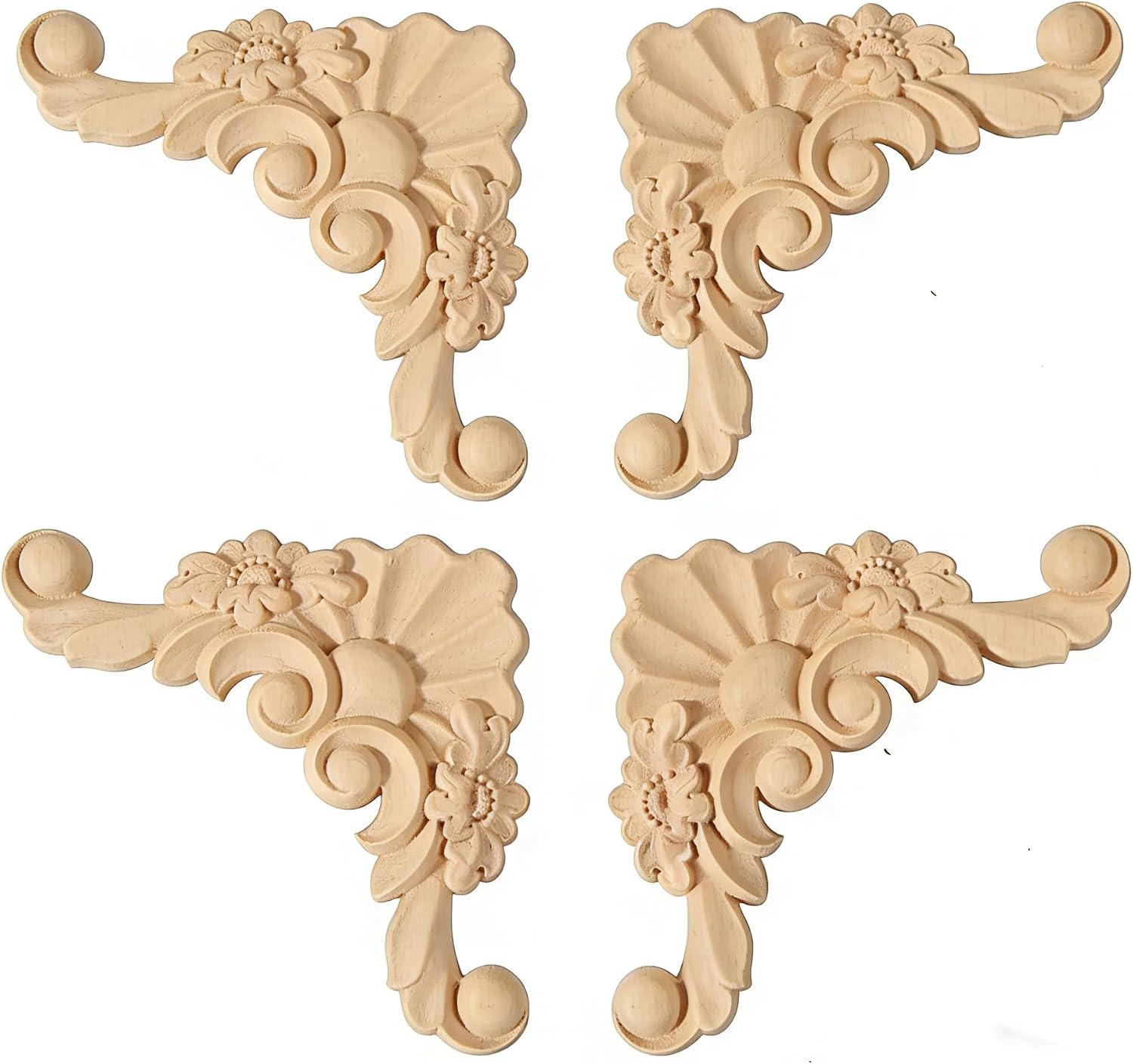 Detalle de Unpainted Wood Furniture Appliques, 9.5 x 9.5 cm
