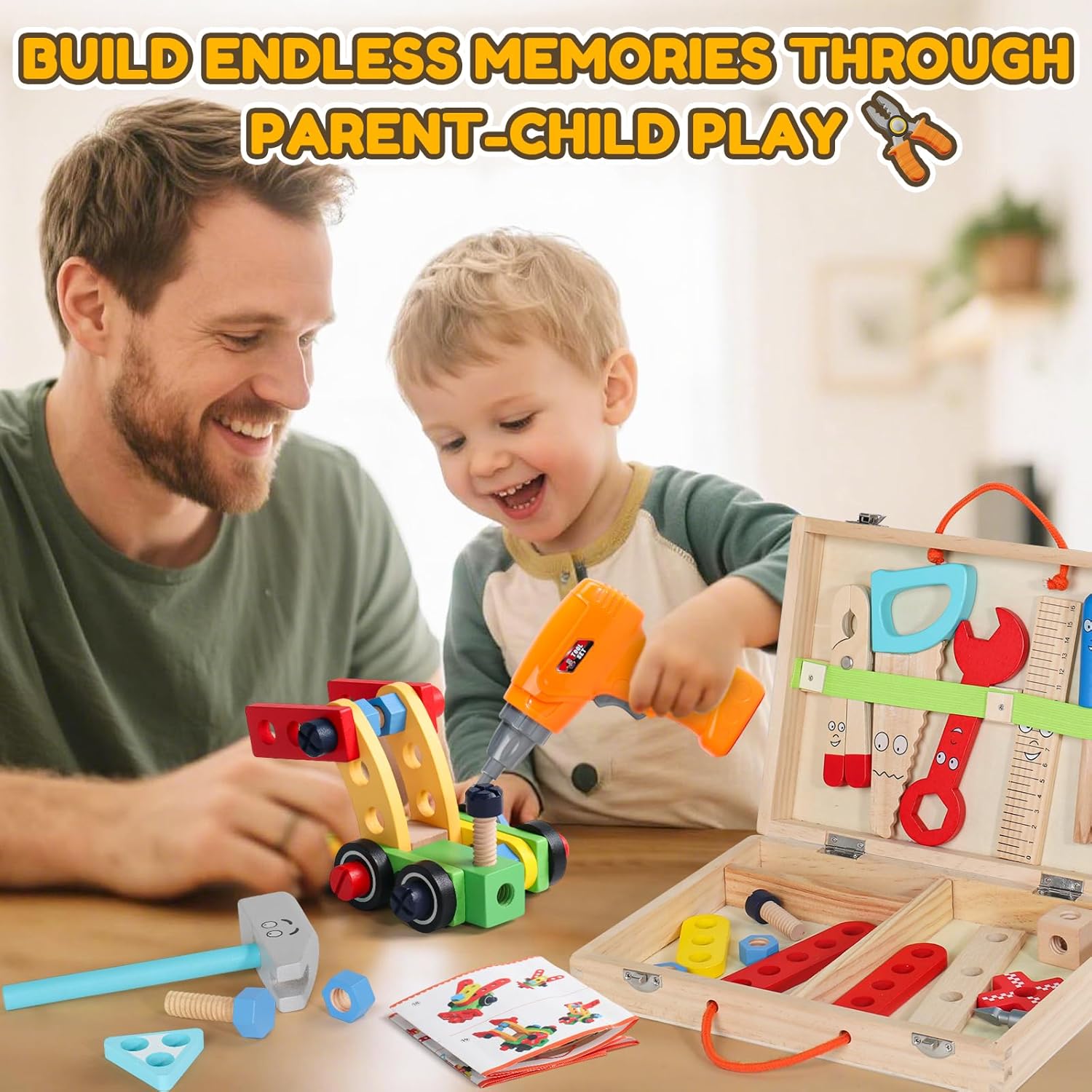 Thumbnail 4 de Werkzeugkoffer Kinder Werkzeug – Montessori Spielzeug ab 3 Jahre, 44 Teile aus Holz