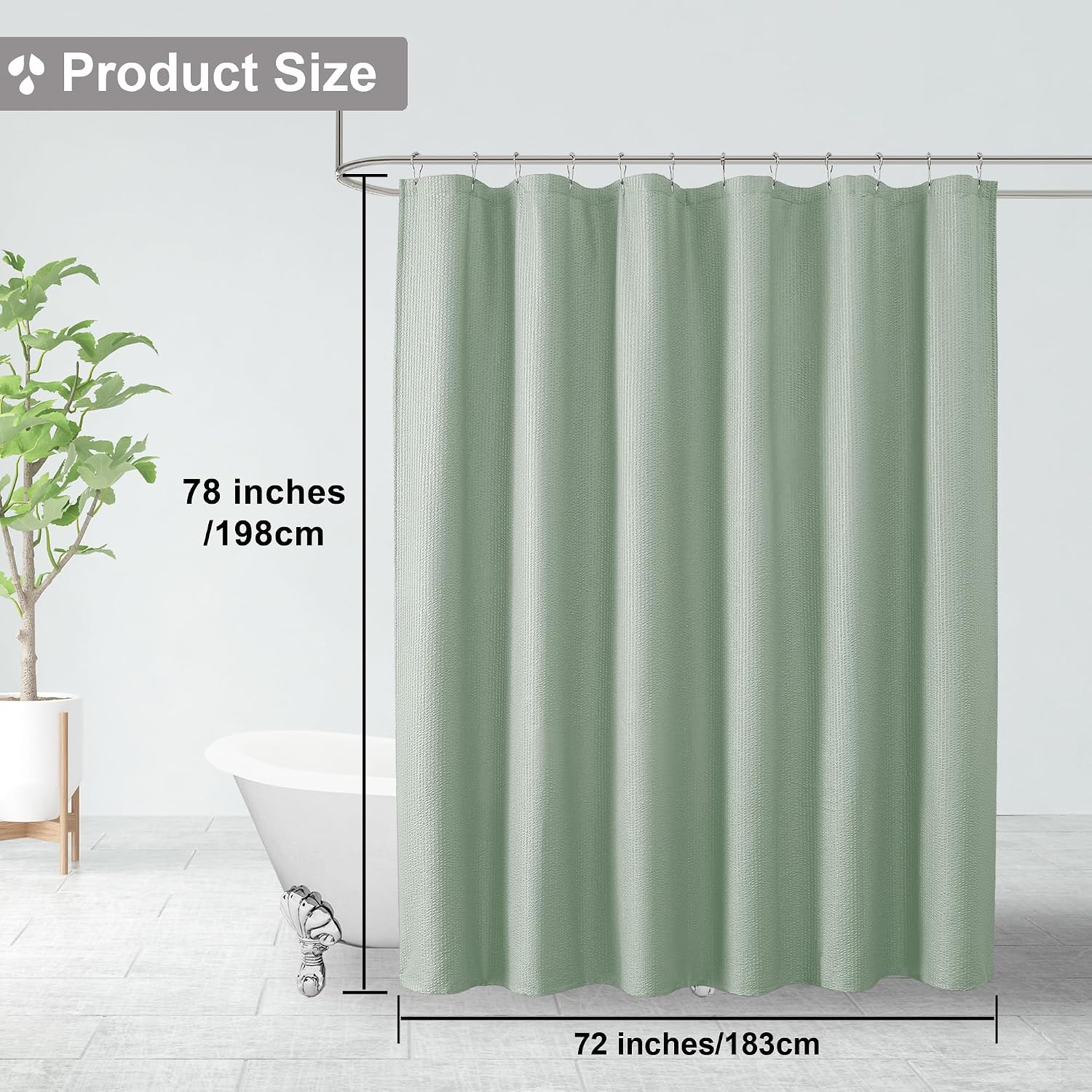 Detalle de OVZME Fabric Shower Curtain 72 x 78