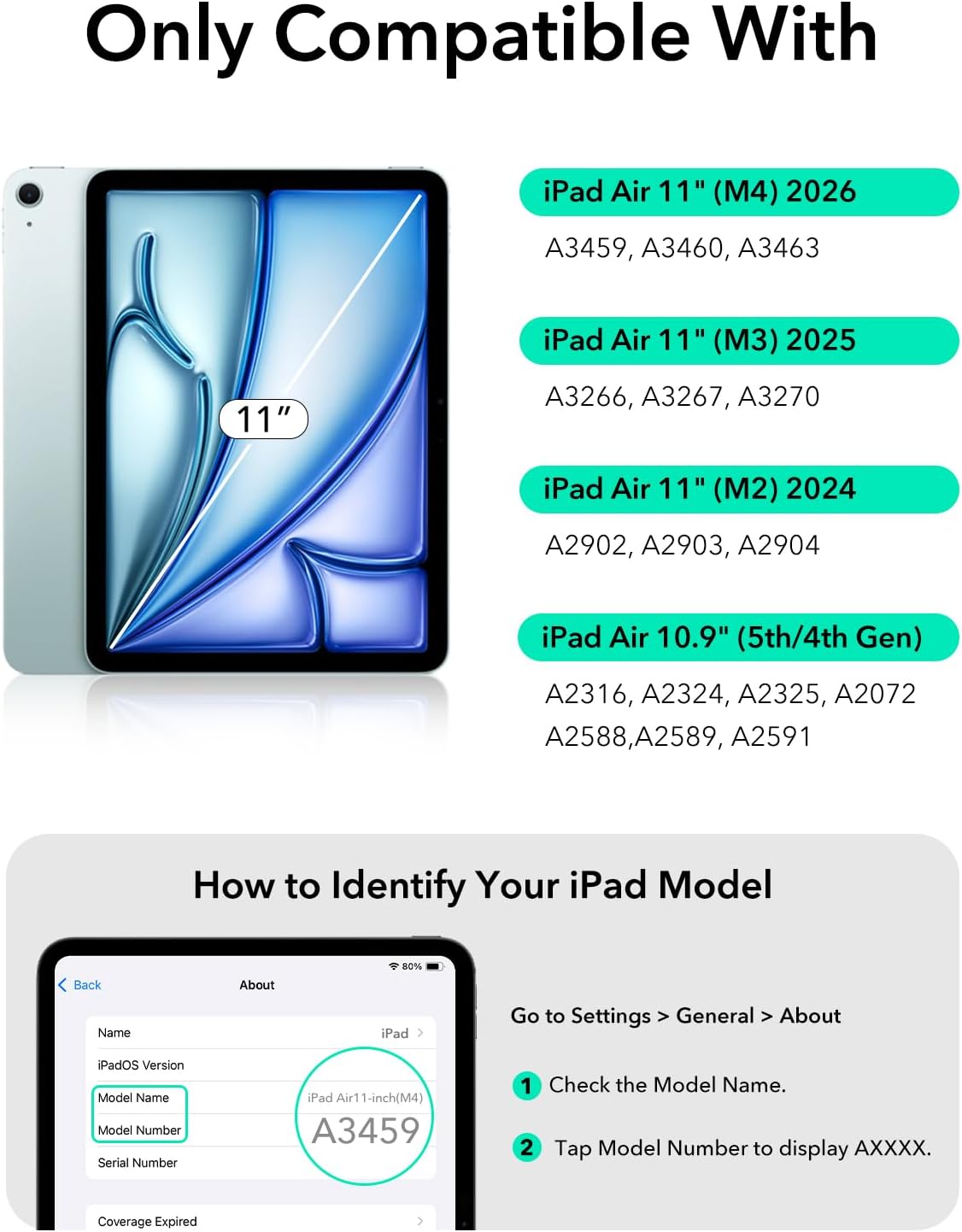 Thumbnail 1 de ESR iPad Air 11" (M4/M3/M2) & 5./4. Gen Flex Hülle mit abnehmbarer Tastatur und Trackpad, Dunkelgrau