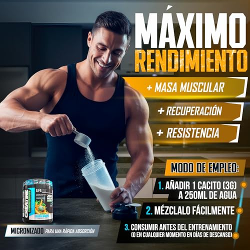 Detalle de Life Pro Creatina Monohidratada 200 Mesh Micronizada – 500 g (Melón)