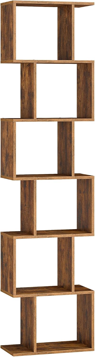 Detalle de VASAGLE CUSTOS Collezione - Scaffale a 6 Ripiani in Marrone Vintage, 24 x 40 x 191 cm