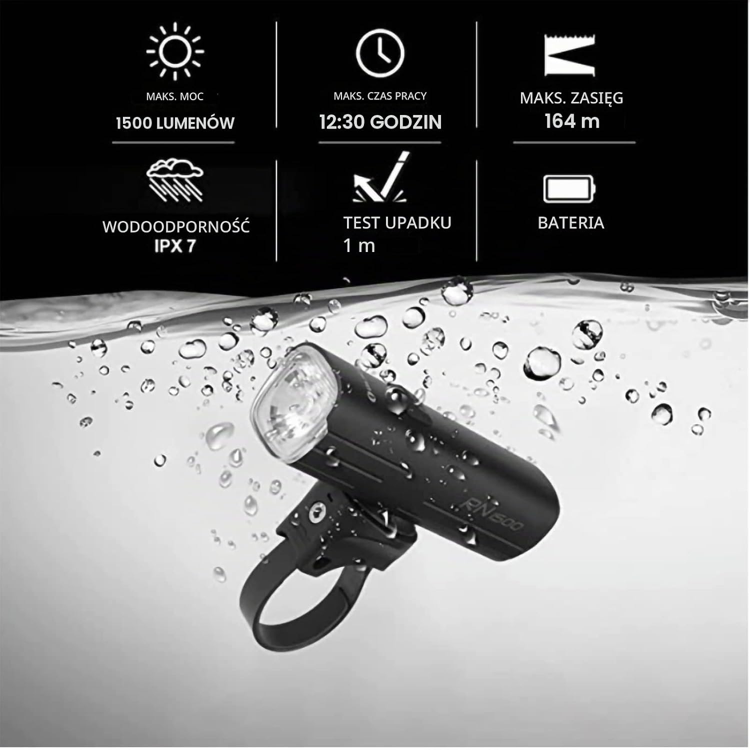 Thumbnail 6 de OLIGHT RN1500 – przednia lampa rowerowa 1500 lumenów, USB-C, IPX7
