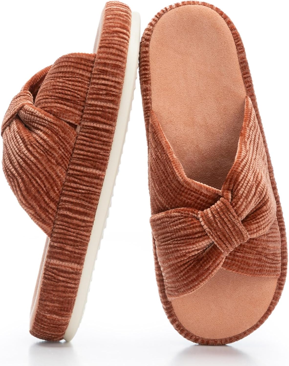 Thumbnail 6 de Chantomoo Women’s Memory Foam Corduroy Bow Crossbands Slippers