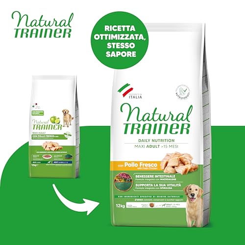 Detalle 2 de Natural Trainer Maxi Cibo per Cani Adulti con Pollo Fresco e Riso – 12kg