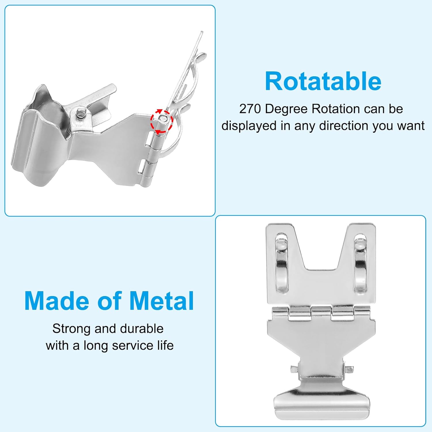 Thumbnail 2 de PATIKIL 20pc Metal Sign Clips with Rotatable Stand for Price Tags and Display Labels