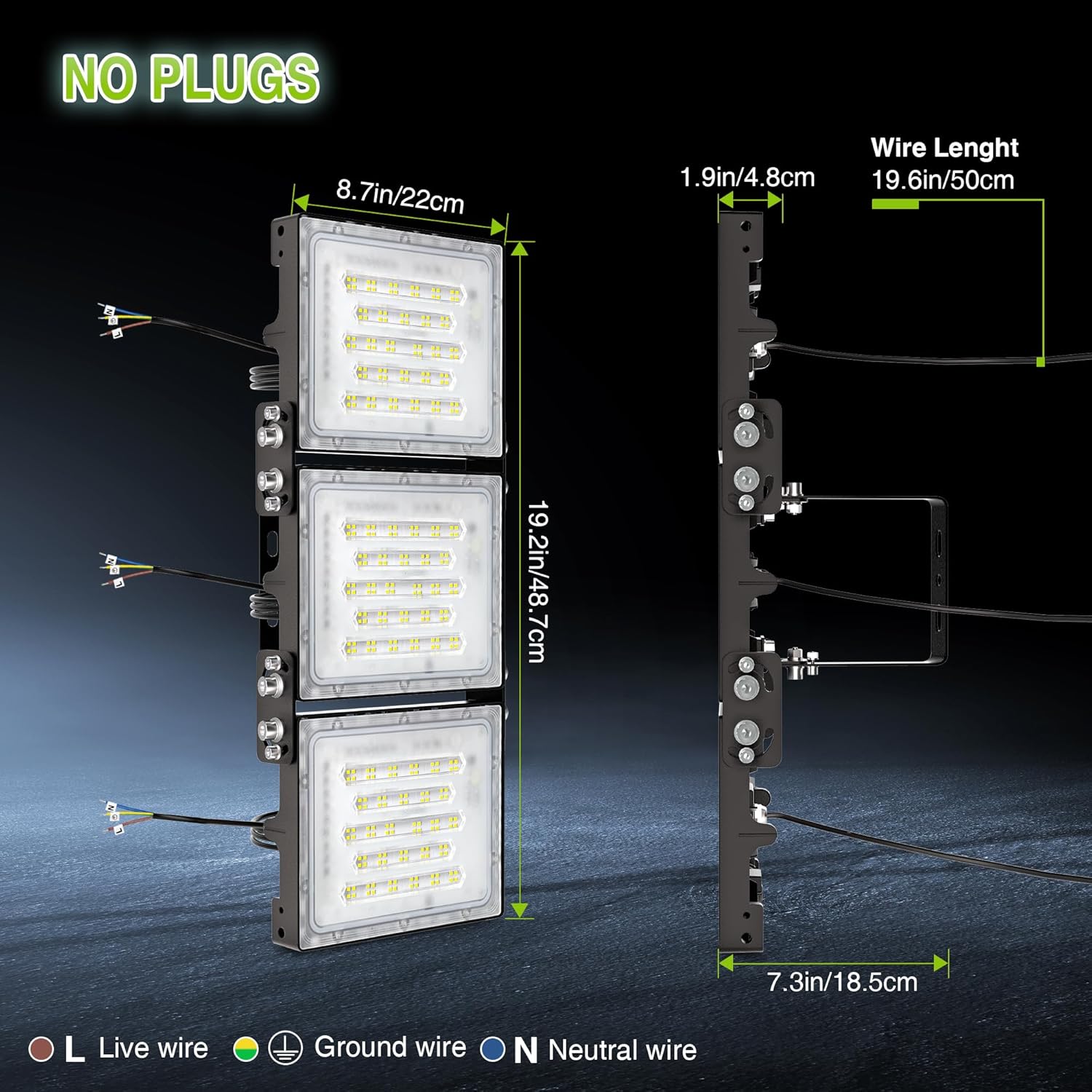 Thumbnail 5 de STASUN 300W Outdoor Security Light (30000LM, 6000K) with Triple-Head Adjustment, IP66