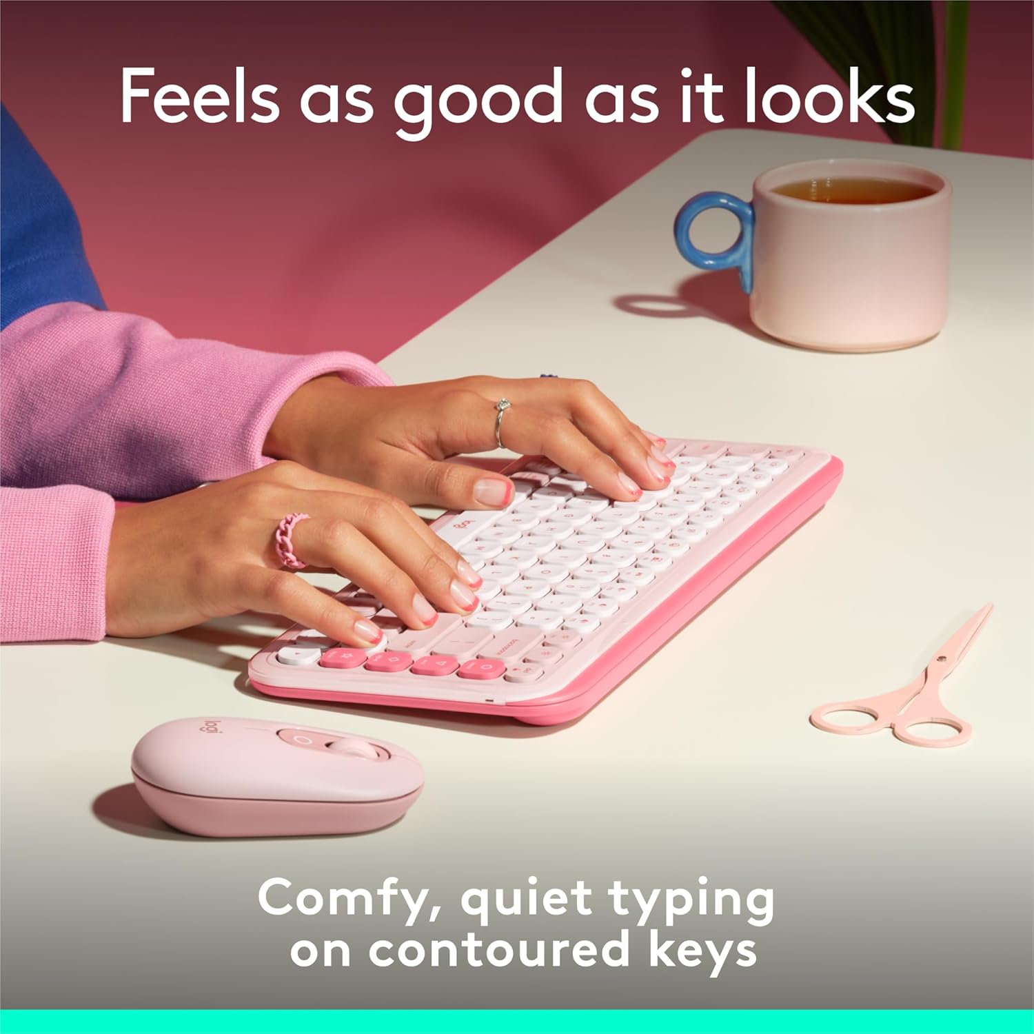 Thumbnail 2 de Logitech POP ICON KEYS Wireless Bluetooth Keyboard (QWERTY UK, Rose) with Programmable Action Keys