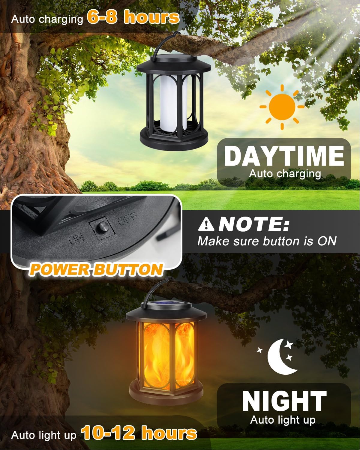 Thumbnail 2 de KALAHOL Solar Lanterns Outdoor Garden 2 Pack with Realistic Flickering Flame (IP65, Oval Style)