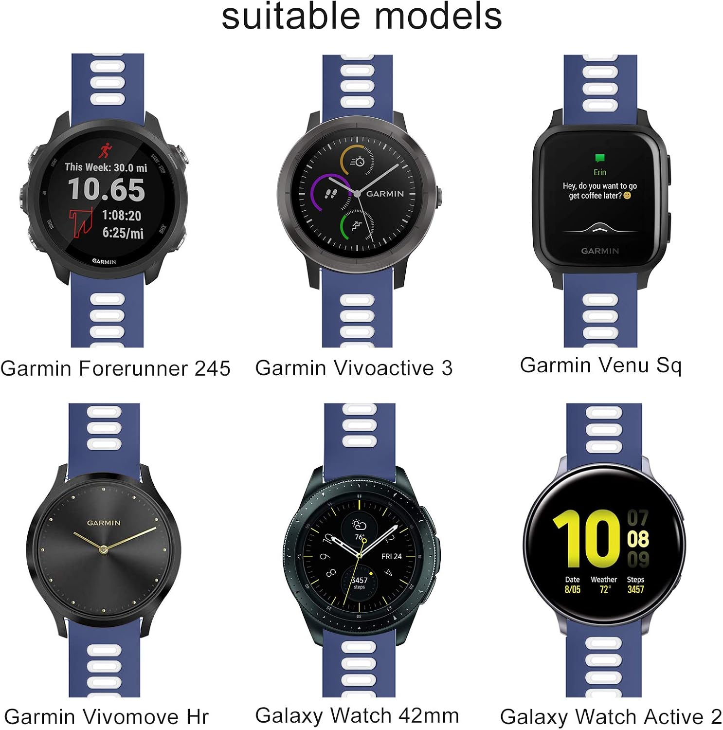 Thumbnail 2 de OVERSTEP 20mm Soft Silicone Strap for Garmin and Galaxy Watches
