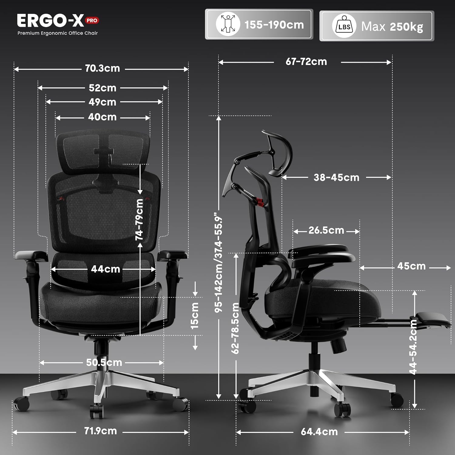 Thumbnail 2 de FLEXISPOT ErgoX Pro Ergonomic Office Chair