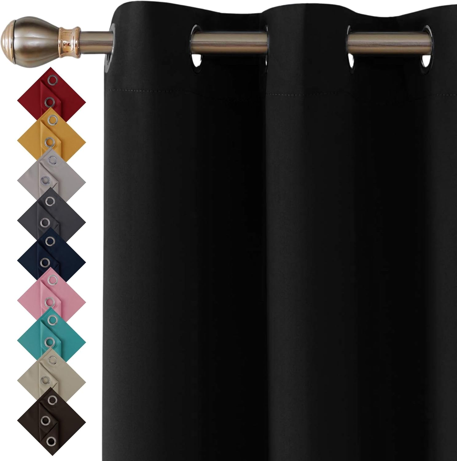 Thumbnail 6 de Thermal Insulated Blackout Ring Top Eyelet Curtains (Red) – 66 x 54 Inches, 2 Panels