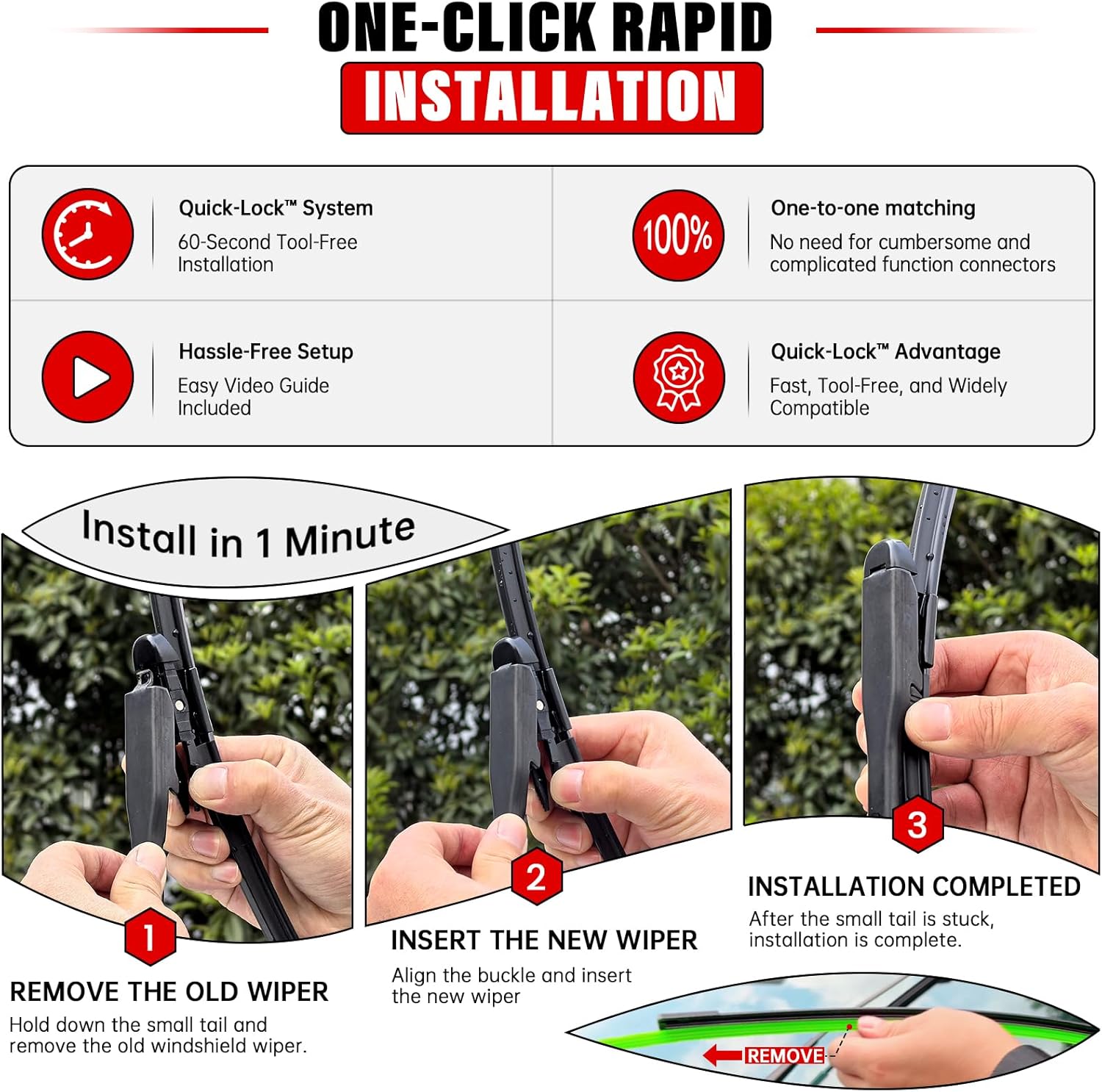 Thumbnail 2 de RAINTOK Windshield Wiper Blades 28"/28"/11" Set