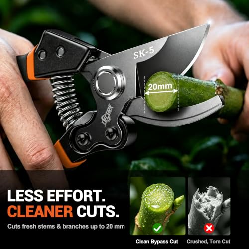 Detalle de DECERK Professional Bypass Garden Secateurs: Heavy Duty for 3/4" Branches