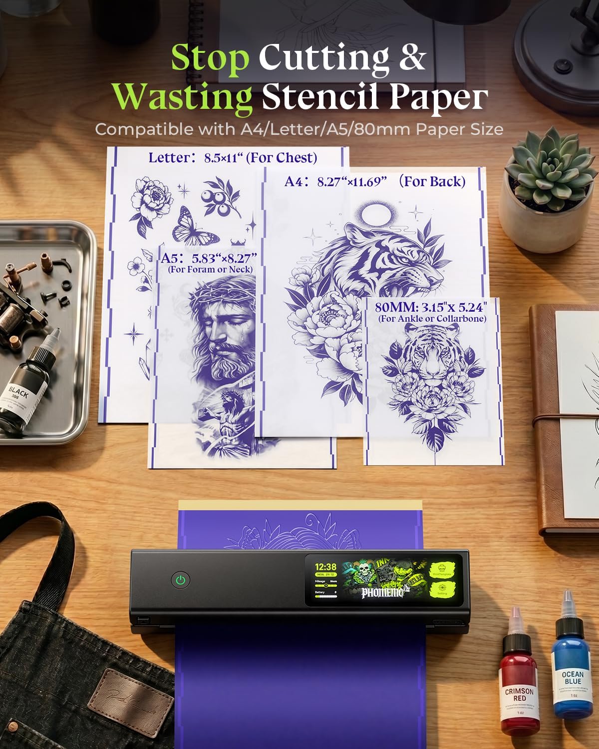 Detalle de Phomemo tattoo stencil printer with 5-inch touchscreen