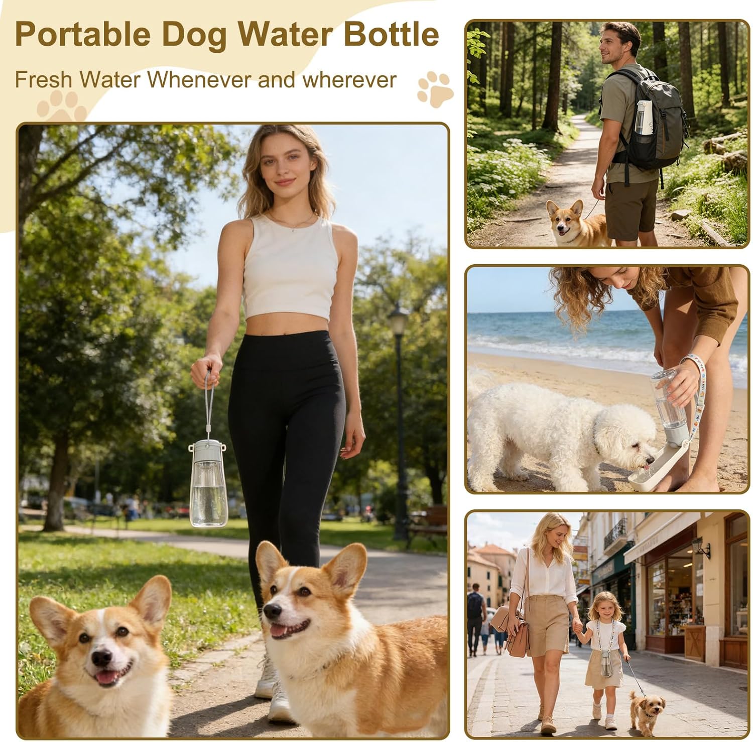 Thumbnail 6 de VINATO Borraccia per cani da viaggio 550 ml ripiegabile con ciotola e tappo anti-perdite