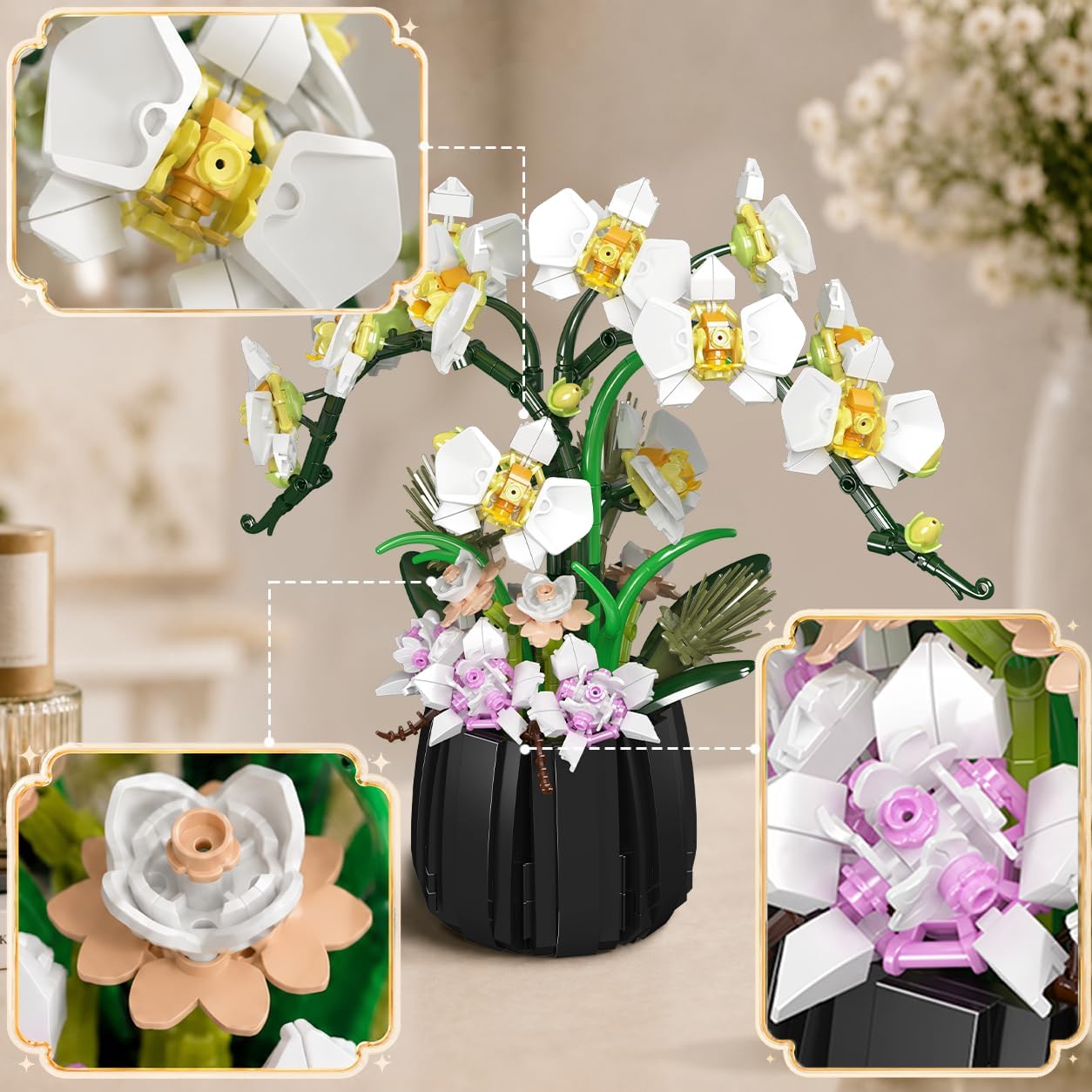 Detalle 2 de Mould King 24108 Orchideen-Baustein-Modell