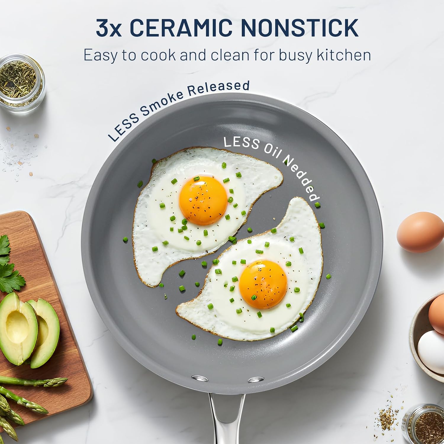Thumbnail 1 de Kikcoin Ceramic Frying Pan Set 3-Piece