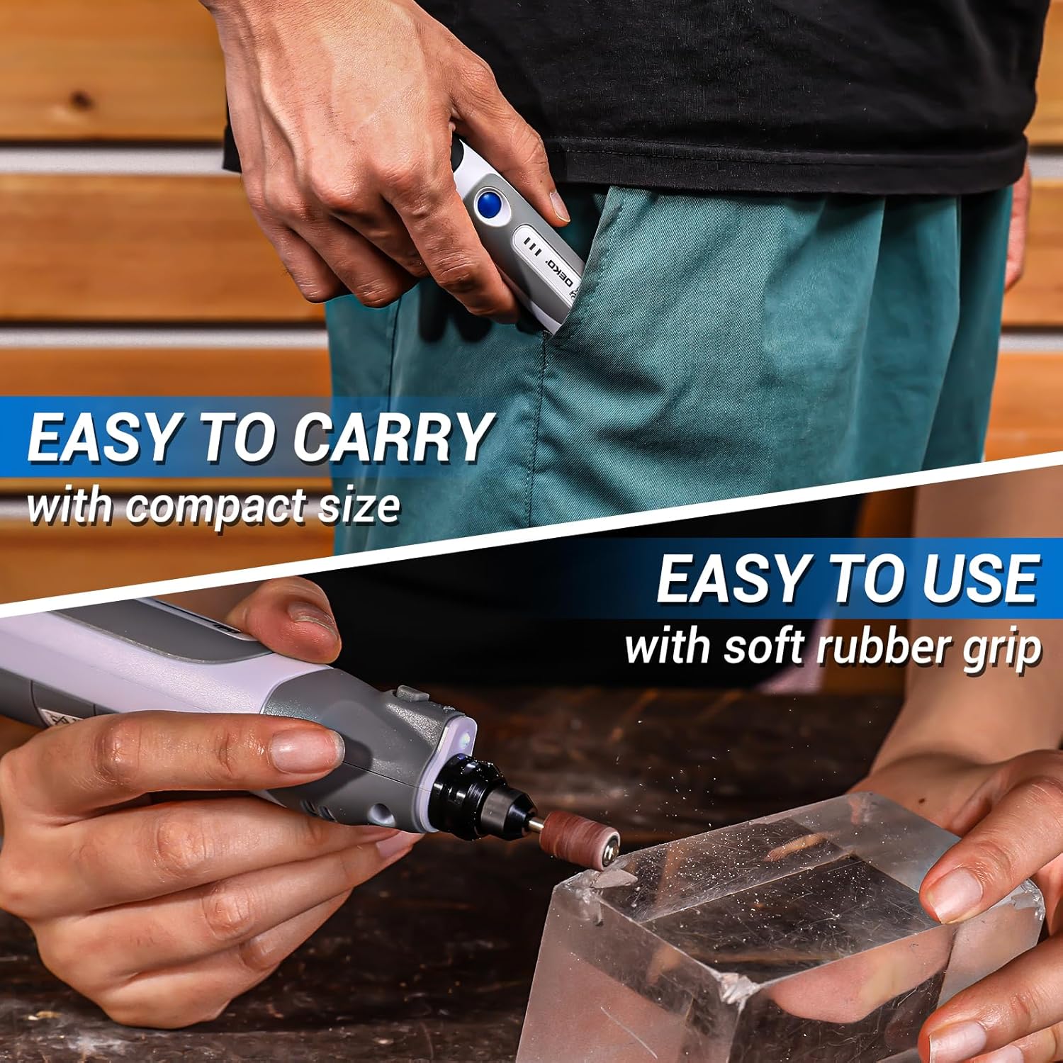 Detalle 2 de DEKOPRO 3.6V Mini Cordless Rotary Tool with Variable Speed Display (Type-C) + 70 Accessories