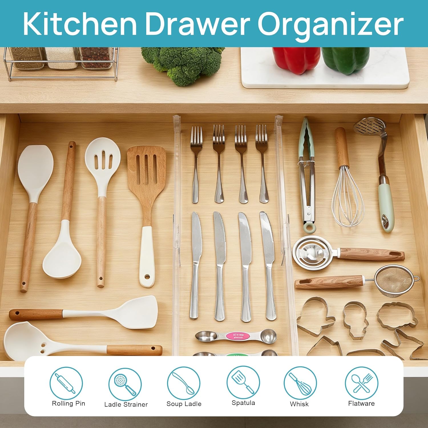 Thumbnail 6 de Vtopmart 4 Pack Shallow Drawer Dividers 2.36"