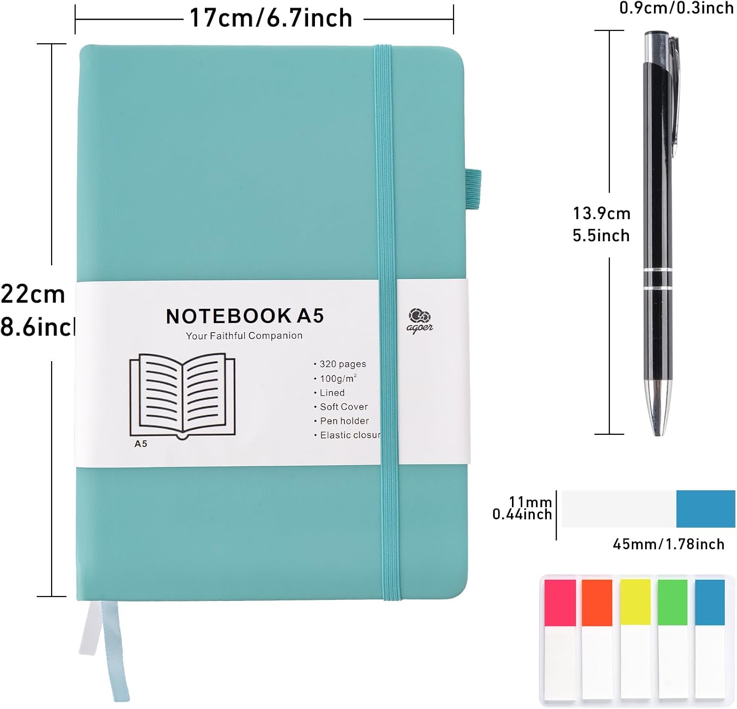 Detalle 2 de Agoer Cuaderno A5 azul claro 320 páginas