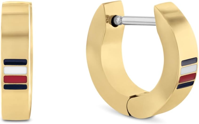 Thumbnail 4 de Ohrstecker mit Ring von Tommy Hilfiger – Edelstahl, 12 mm, Flaggenlogo, Klappverschluss