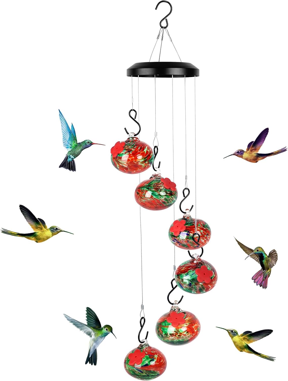 Detalle de Headak Life Hummingbird Feeder Wind Chimes Hand-Blown Glass