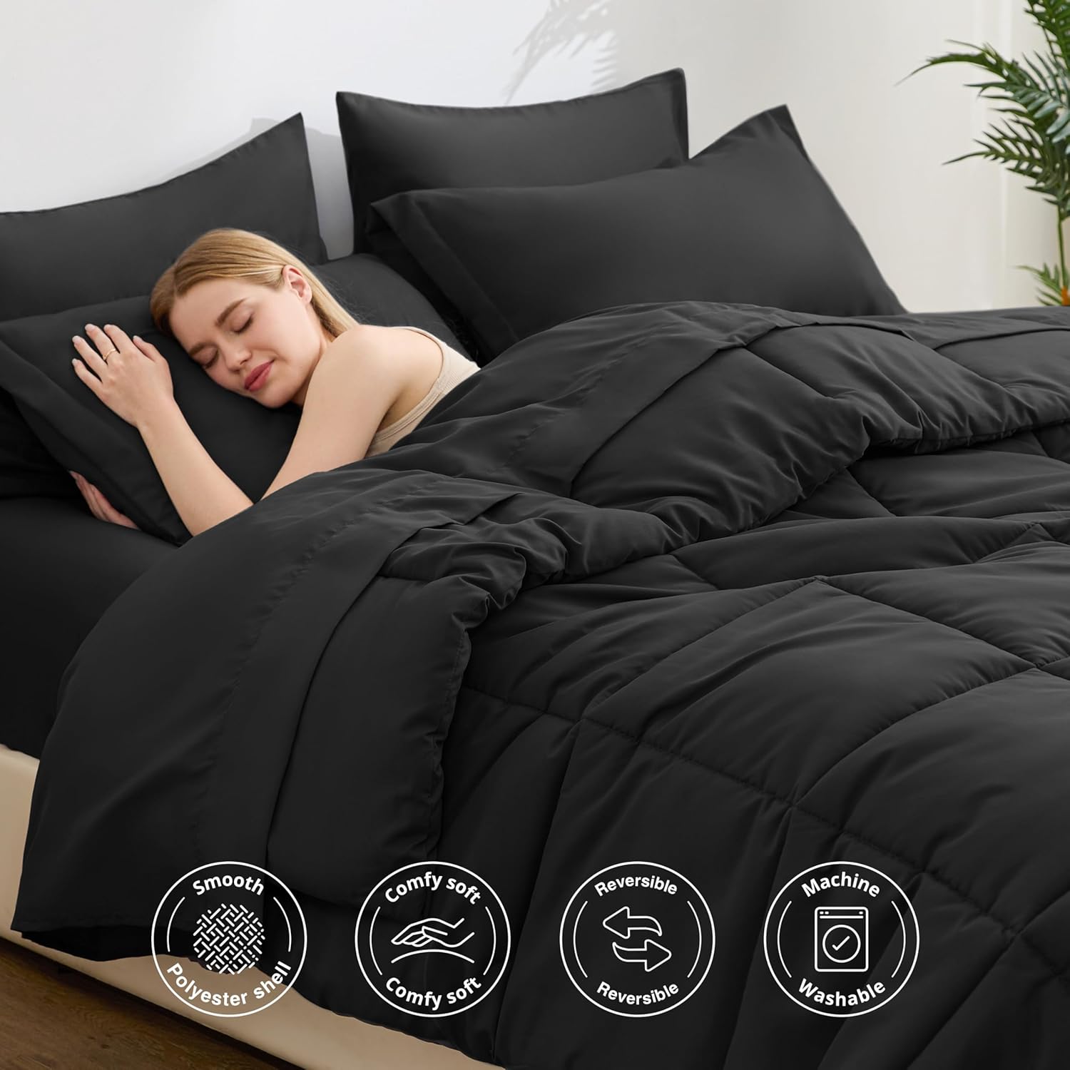 Thumbnail 2 de Love's cabin 5-Piece Twin/Single Duvet Set in Ash Black — Soft, Breathable All-Season Bedding