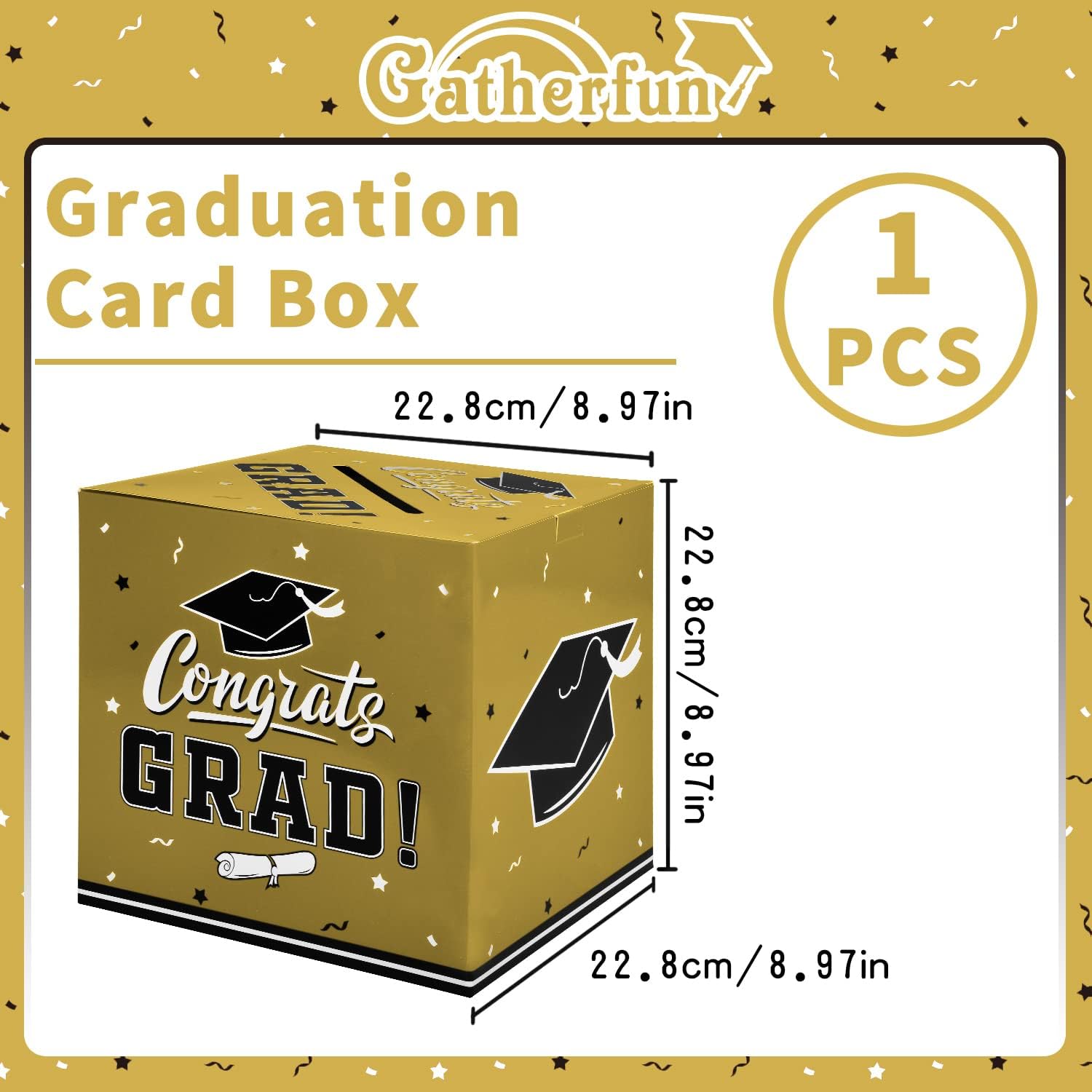 Detalle 2 de Gatherfun Graduation Party Decorations Box and Card Box (Gold)