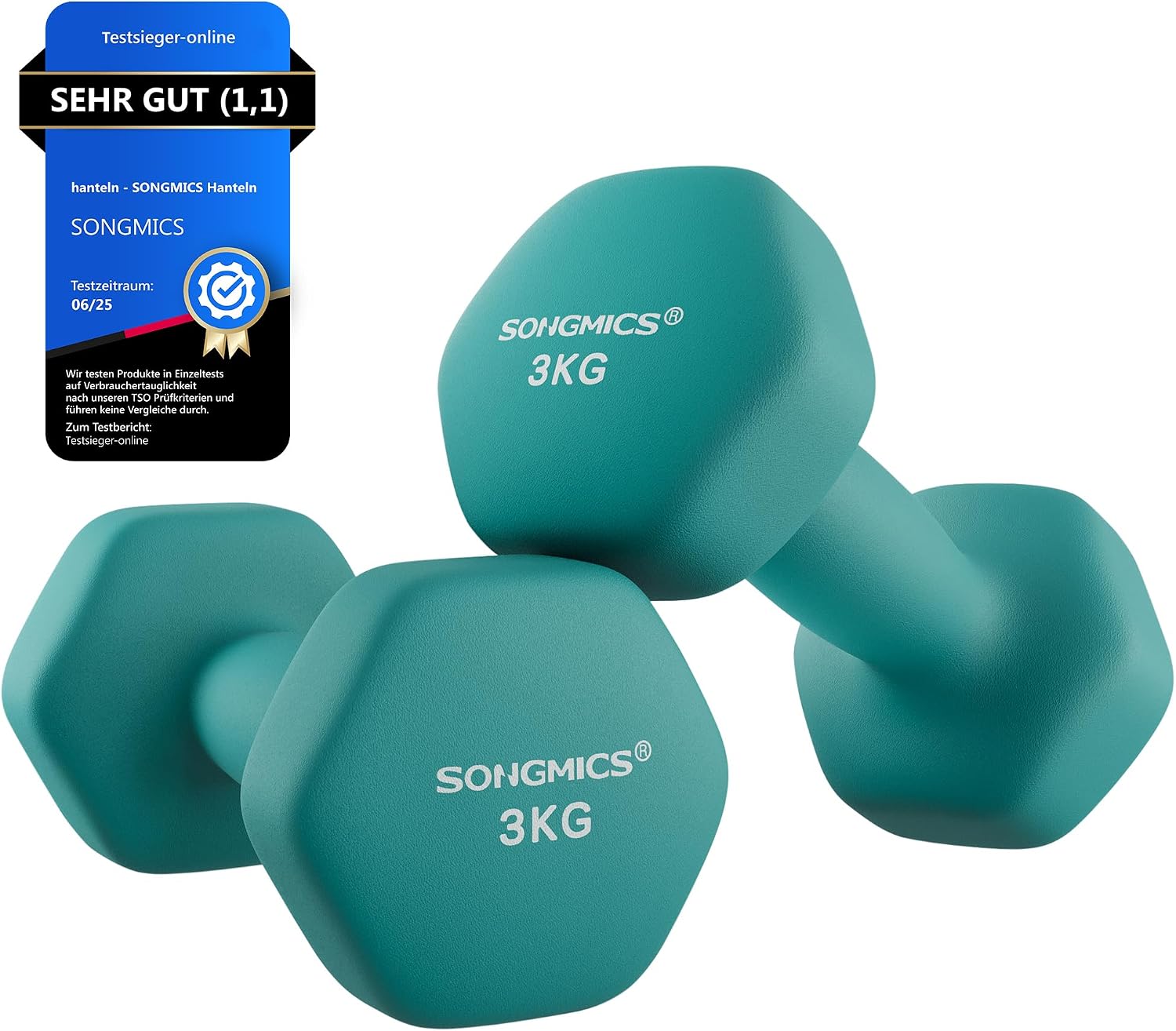 Detalle de SONGMICS Hexagon-Hanteln (2er-Set) mit Neoprenbeschichtung für Krafttraining & Fitness zu Hause