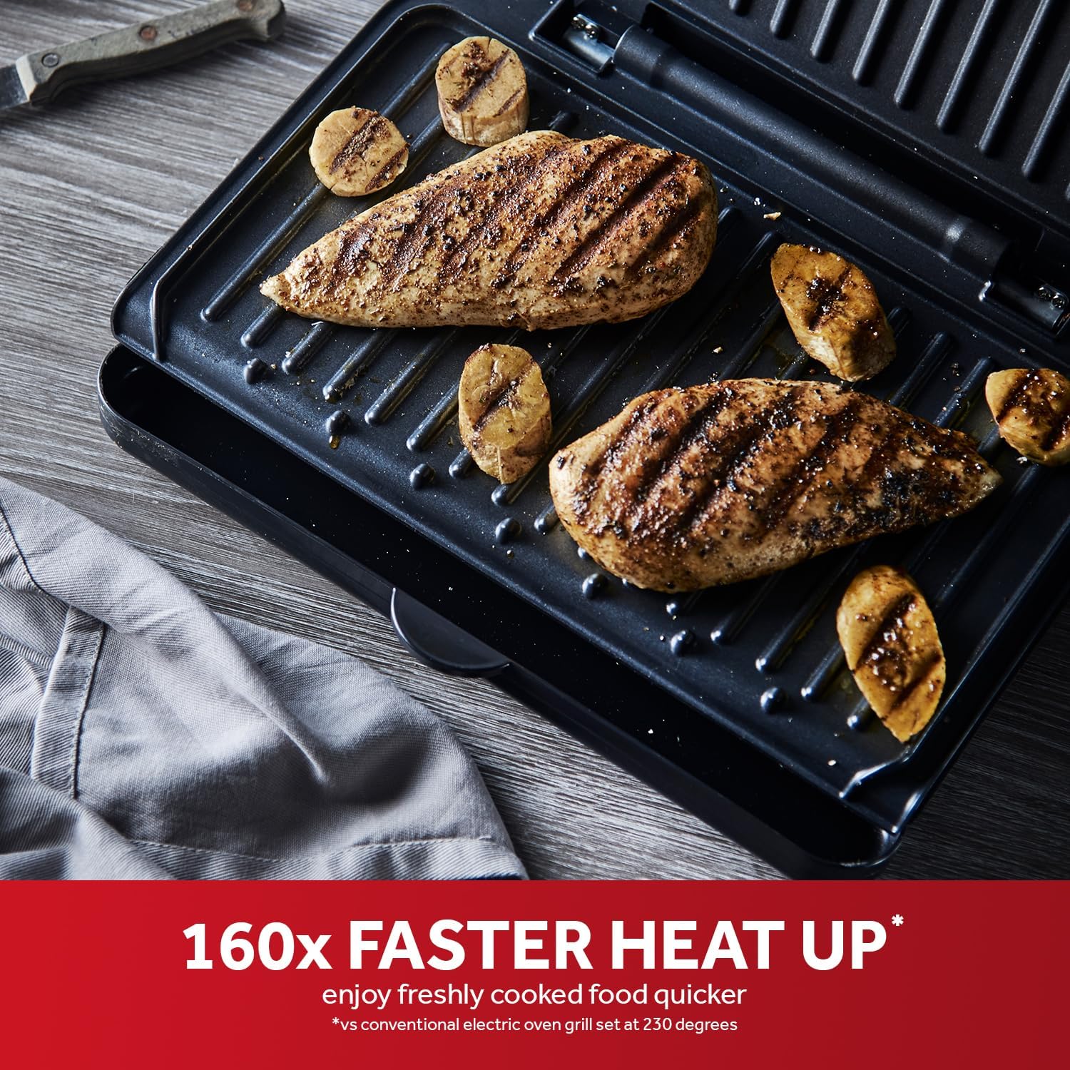 Detalle de George Foreman Medium Electric Fit Grill: a pragmatic companion for everyday healthy cooking