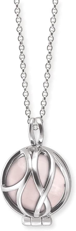 Detalle de Engelsrufer Damen Halskette mit Kraftstein Kugelanhänger – Sterling Silber, verstellbar, nickelfrei