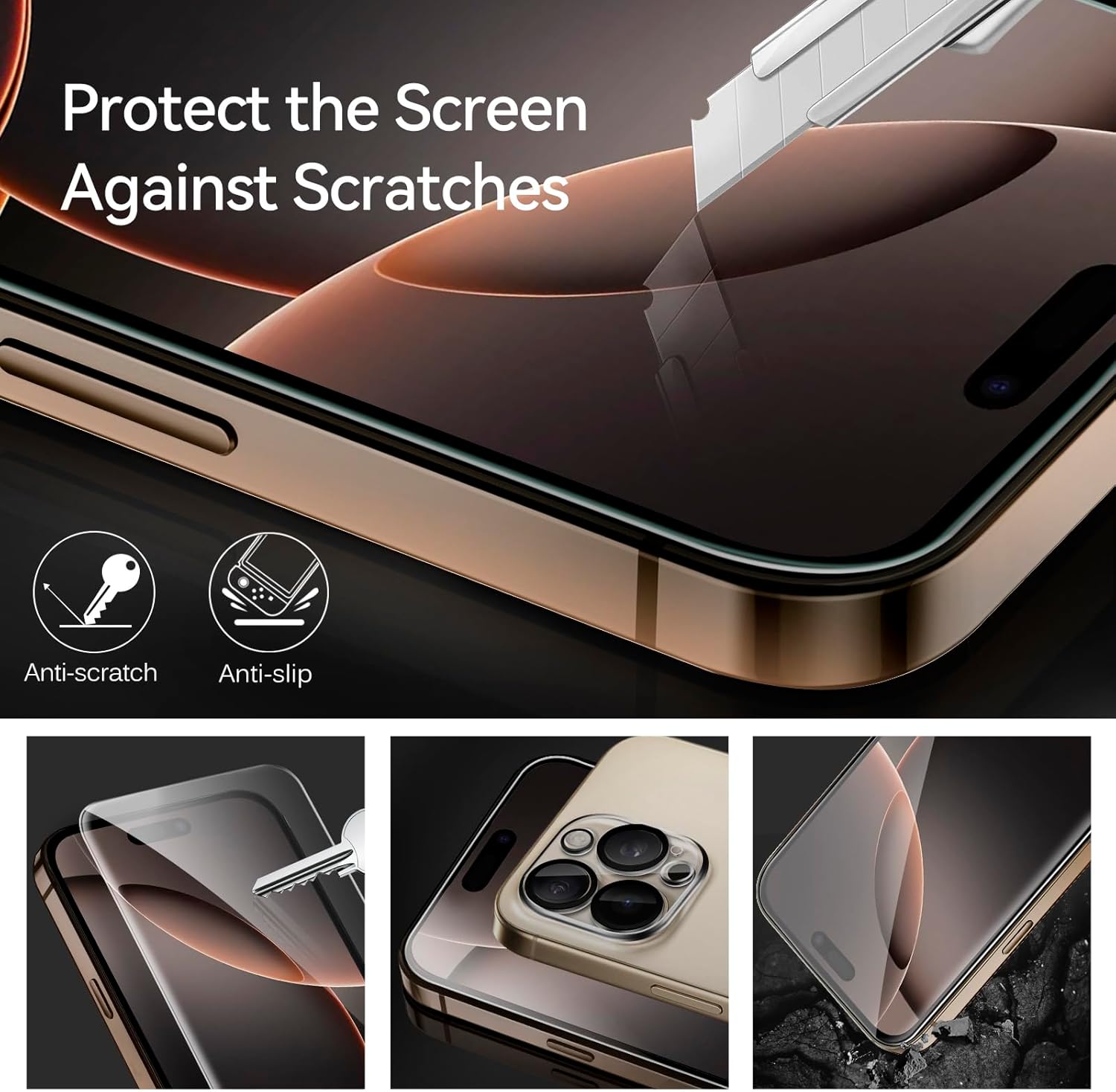 Thumbnail 6 de ivoler Alignment Aid Screen Protector for iPhone 16 Pro Max – 3 Tempered Glass Films + 3 Camera Lens Protectors with Alignment Aid