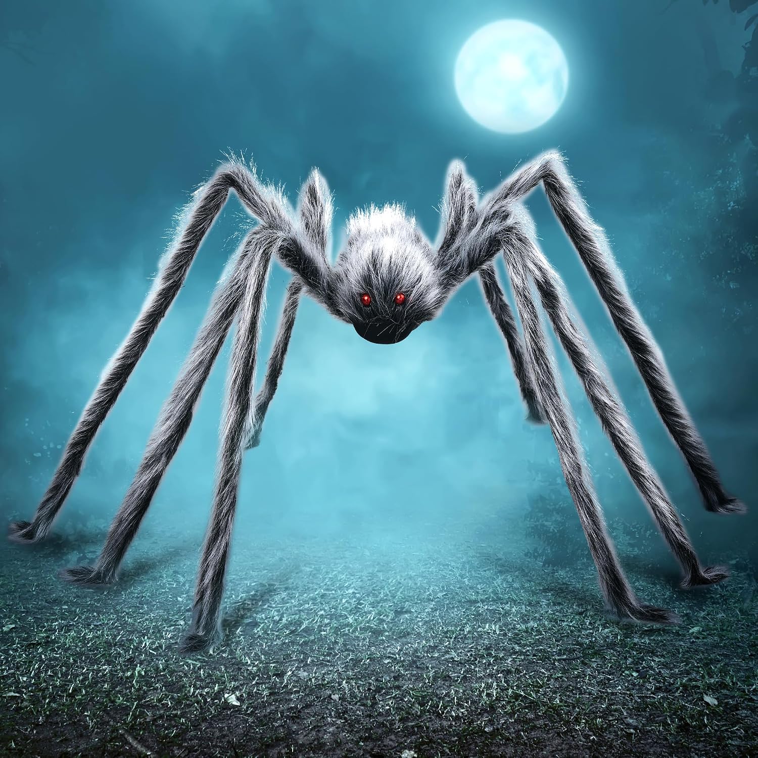 Detalle de JOYIN 16484 Giant Halloween Spider Decoration, Gray Plush, Adjustable Legs