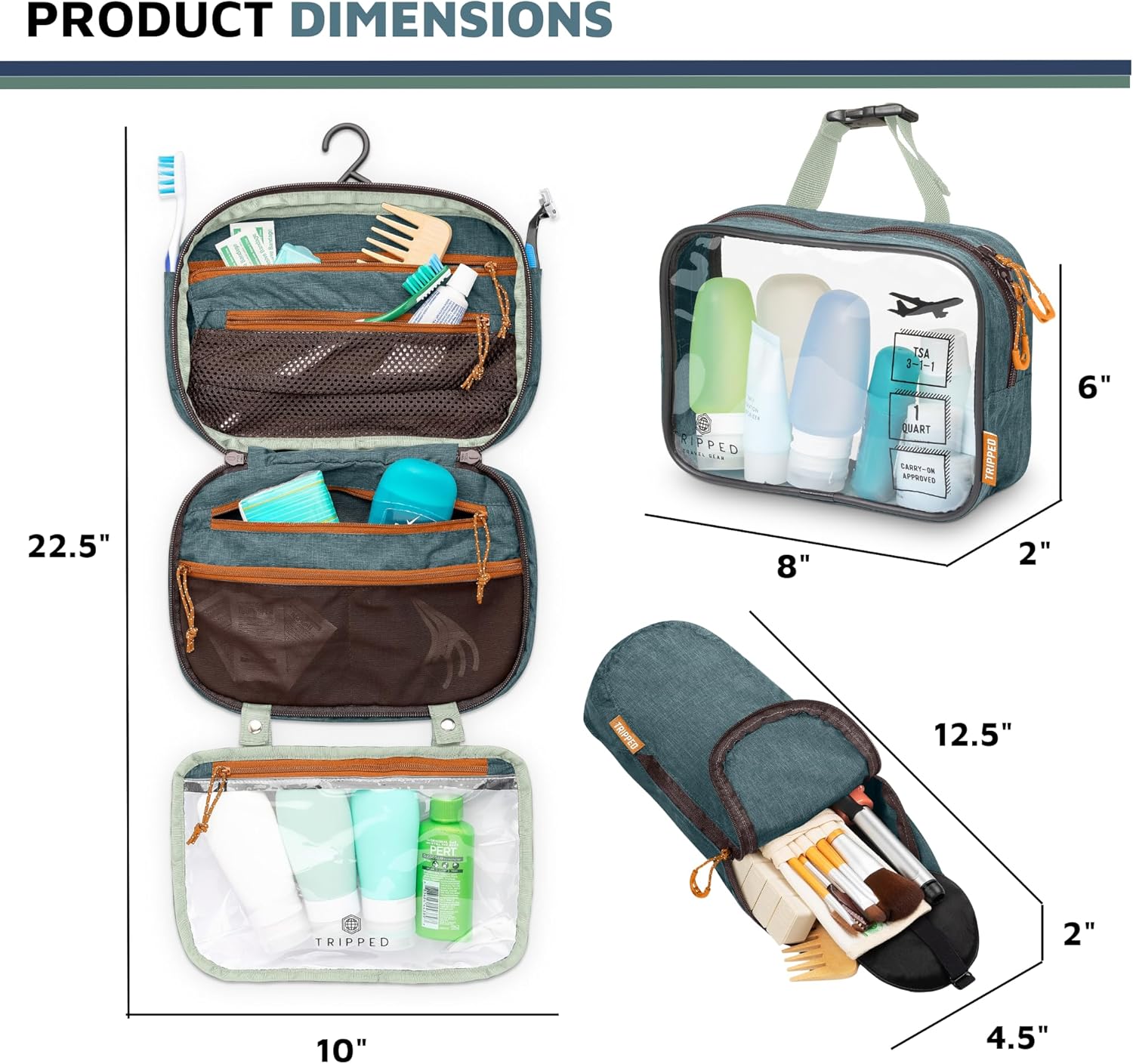 Thumbnail 2 de TRIPPED Travel Gear Toiletry Bag Kit Set (Hanging Travel Bag + 311 TSA Liquid Bag + Ultralight Organizer Pouch)