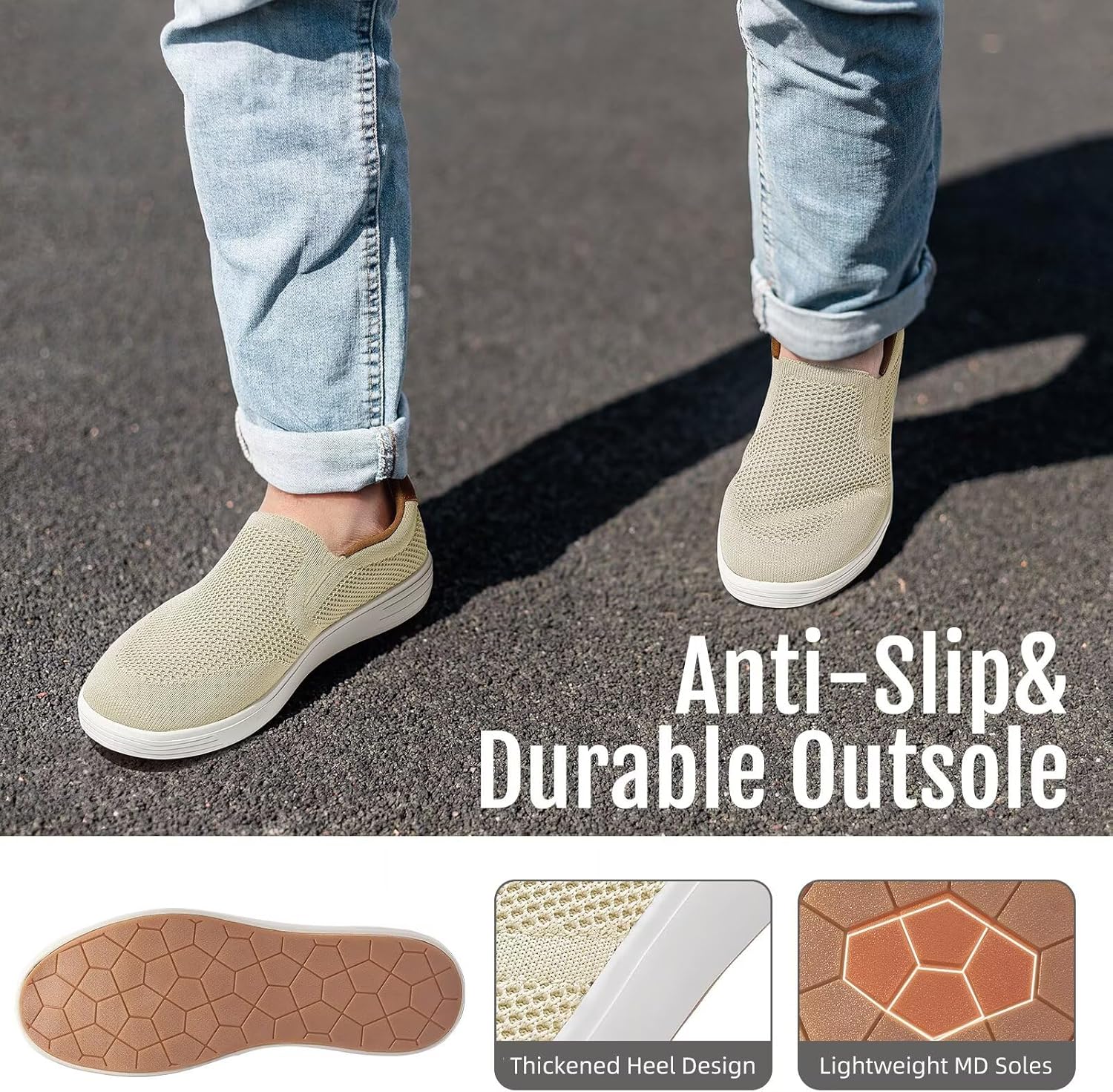 Thumbnail 4 de Puxowe Men's Slip On Loafer Mesh Breathable Trainers – Comfy Casual Walking Shoes